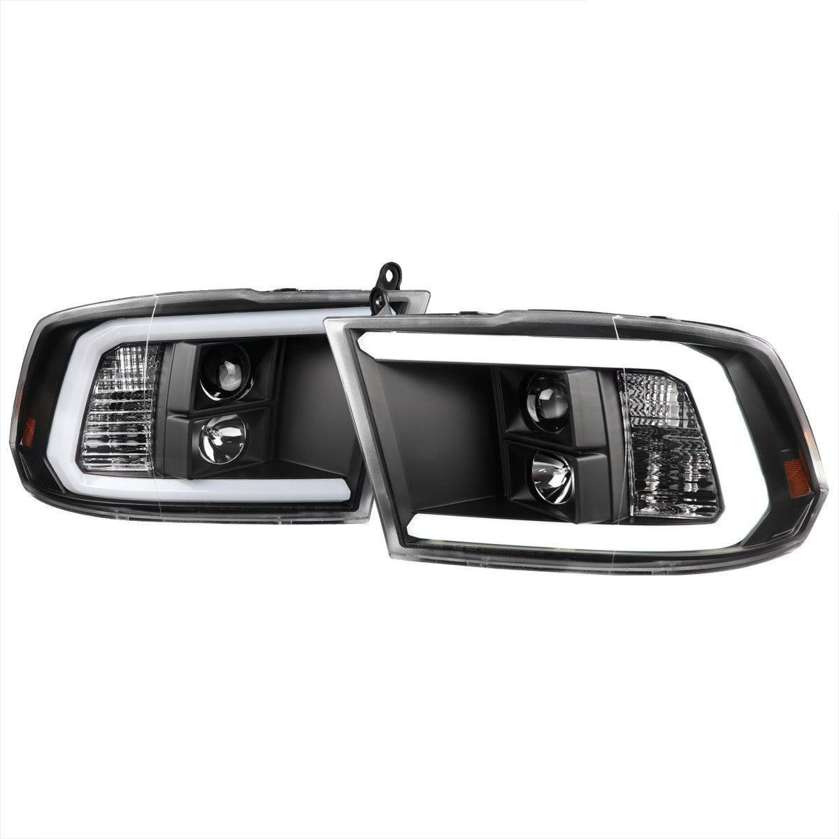 Spec-D 09-21 Dodge Ram 1500 2500 3500 LED C-Bar Headlights Black