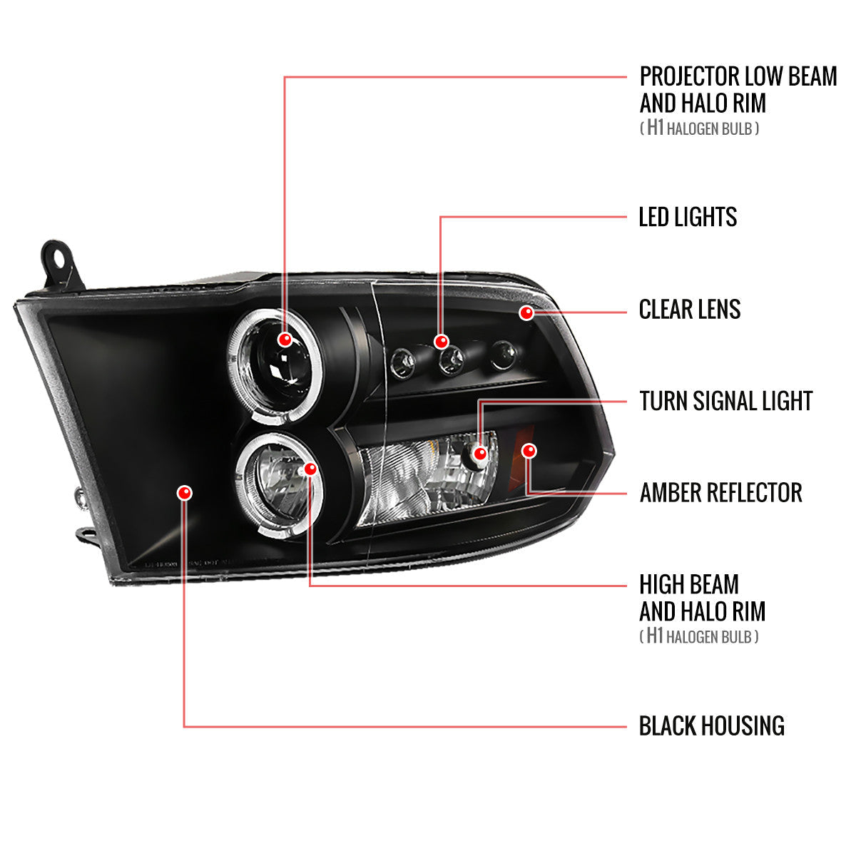 Spec-D 09-18 Dodge Ram 1500 2500 3500 Projector Headlights SEQ Chrome