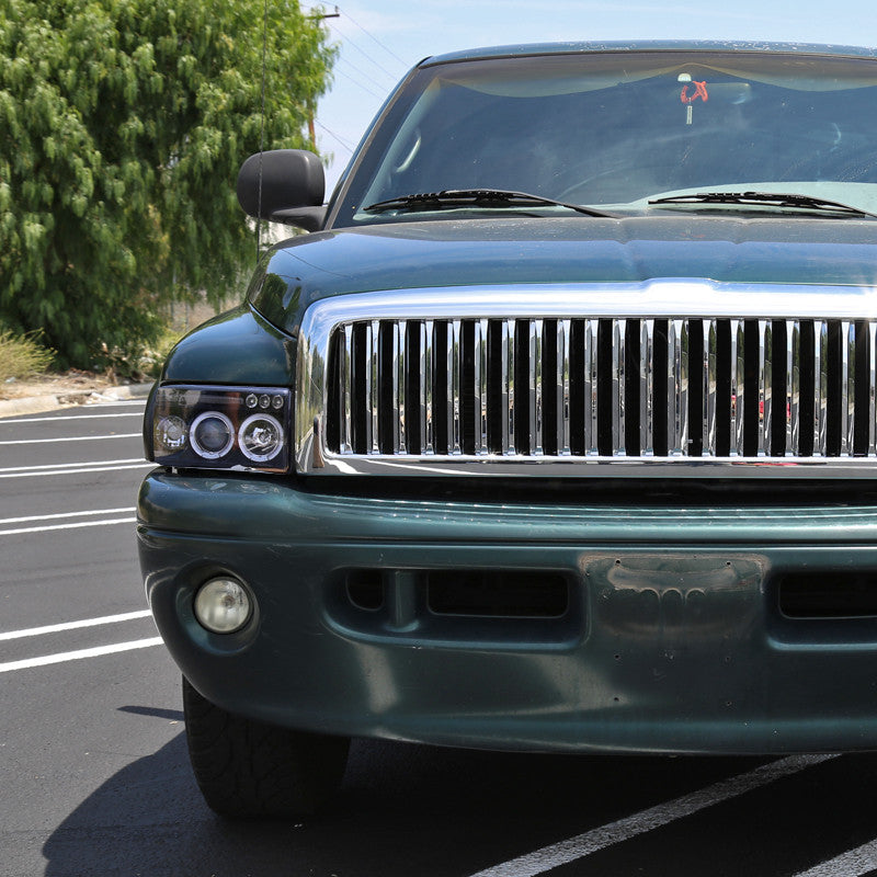 Spec-D 94-01 Dodge Ram 1500 2500 3500 Headlights Dual Halo Smoked