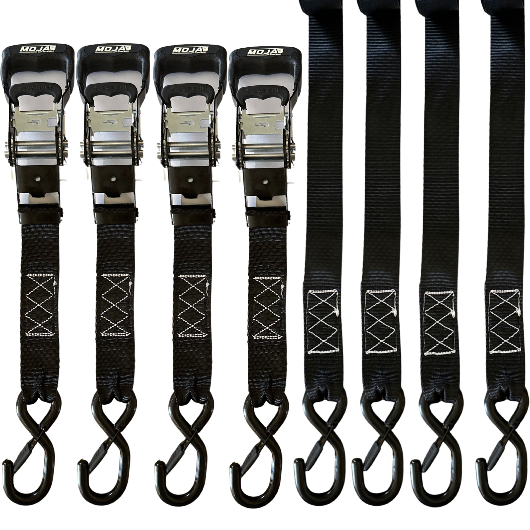 1.6" x 15' Ratchet Tie-Down Set (Pack of 4) , Closed Hook (Lifetime Warranty)