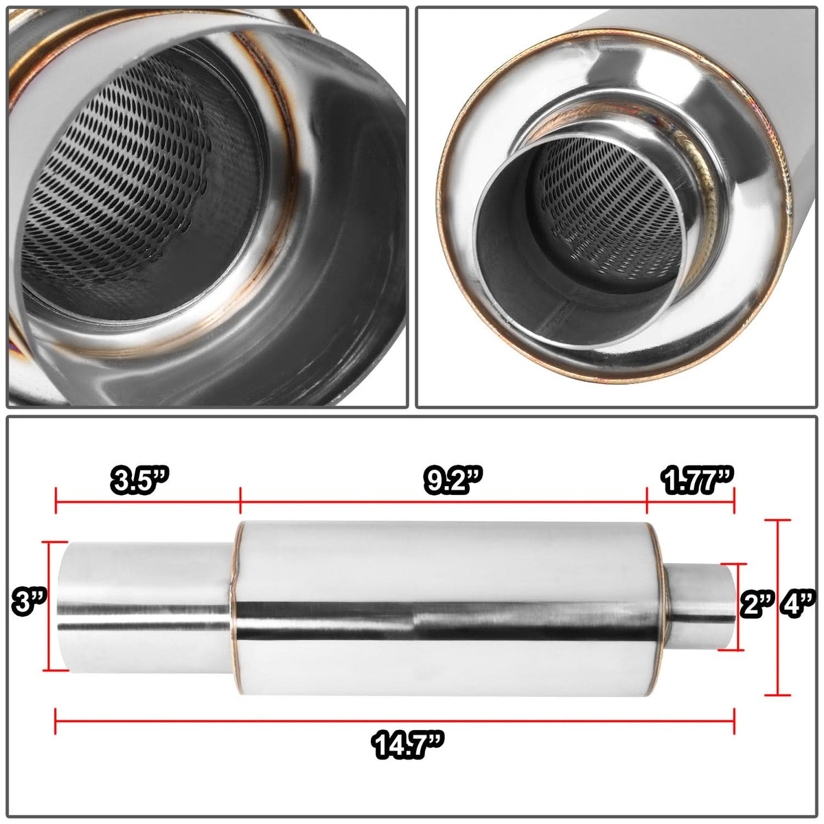 3.0" Outlet Round Exhaust Muffler Tip - Polished Stainless Steel