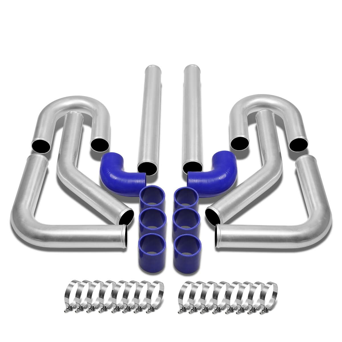 Universal 2.75" Aluminum Intercooler Piping Kit - 8PC with Clamps