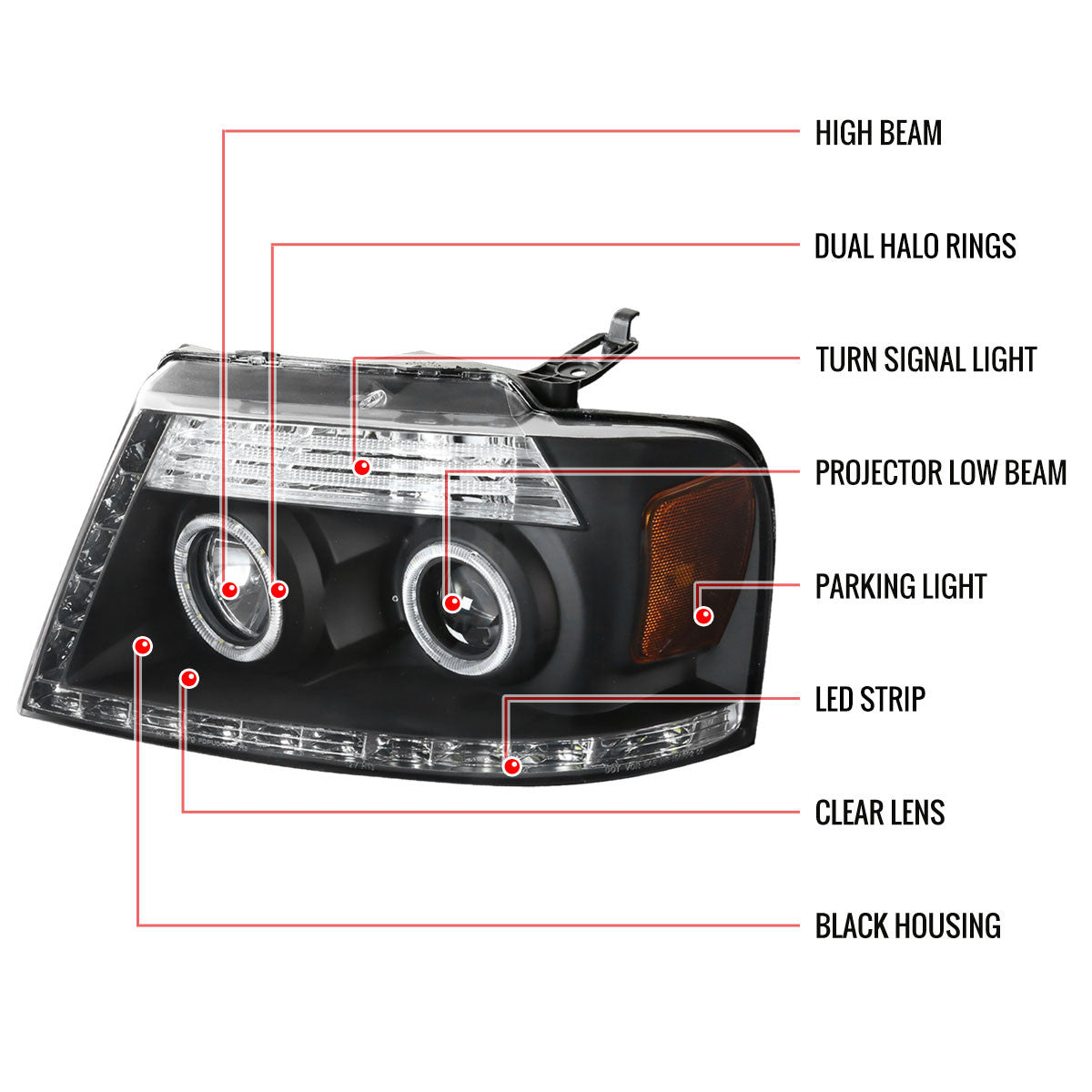 Spec-D 04-08 Ford F150 06-08 Lincoln Mark Projector Headlights Chrome