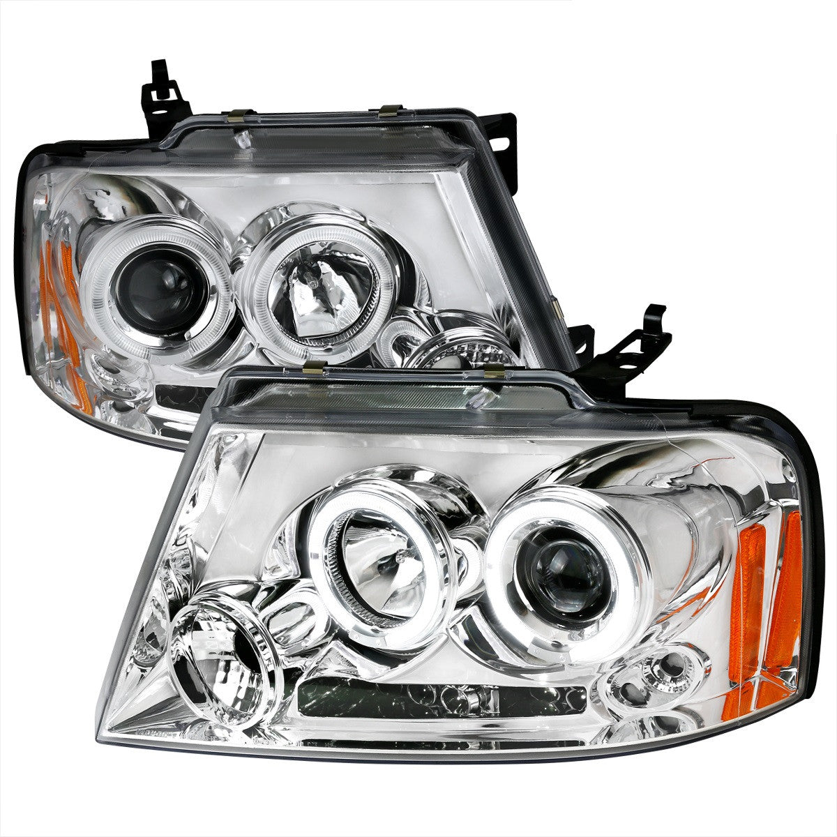 Spec-D 04-08 F-150/Mark LT Halo Projector Headlights Chrome/Clear