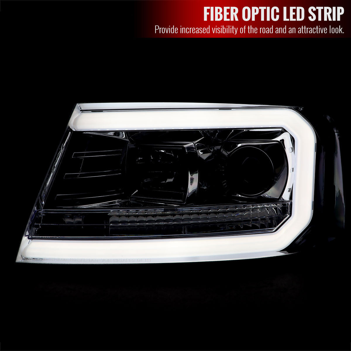 Spec-D 04-08 Ford F150 Projector Headlights LED Bar Chrome
