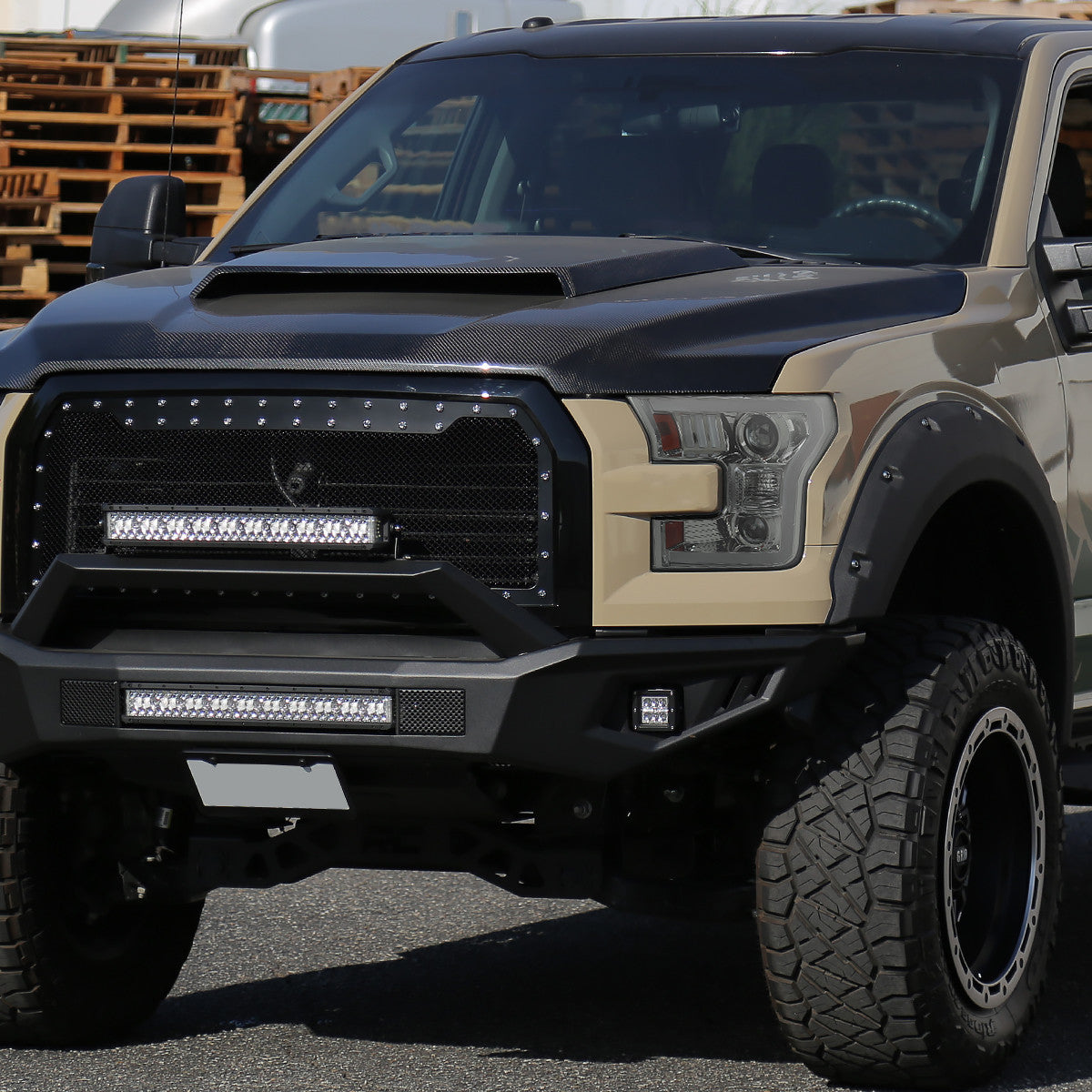 Spec-D 15-17 Ford F150 Projector Headlights LED Bar Smoked
