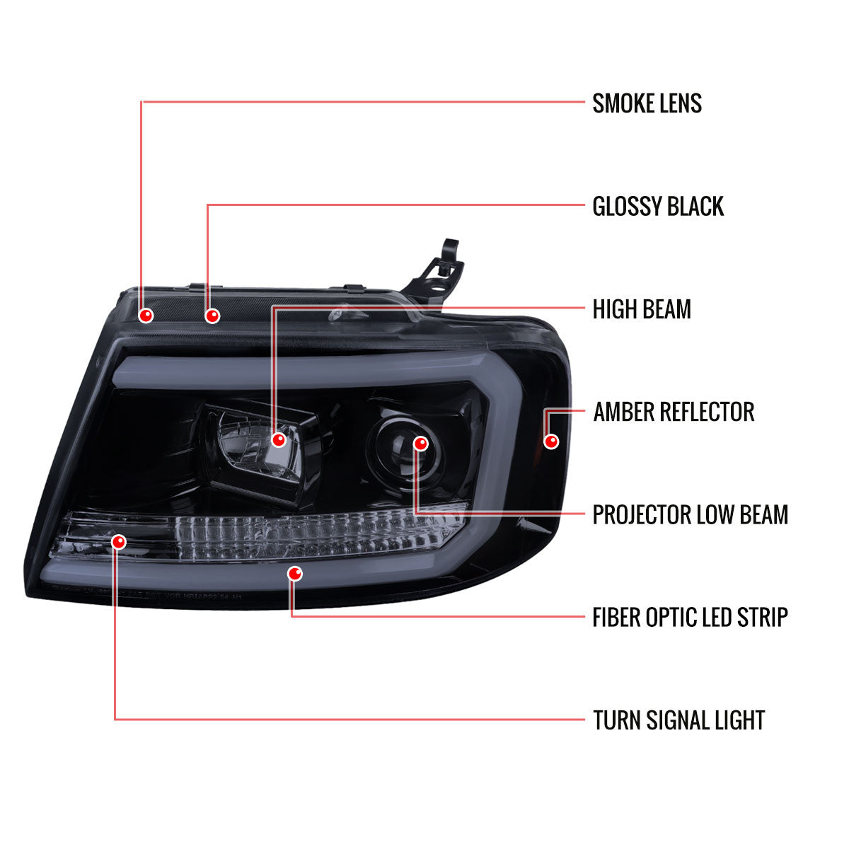 Spec-D 04-08 F-150/Mark LT Headlights LED C-Bar Smoked