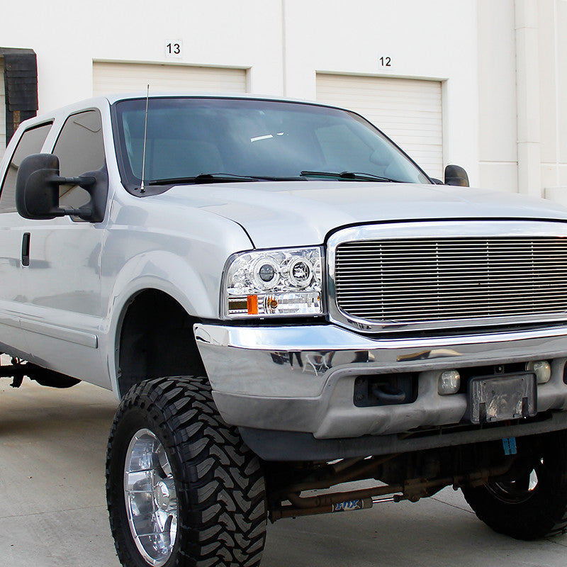 Spec-D 99-04 Ford F250 F350 F450 Dual Halo Headlights Chrome