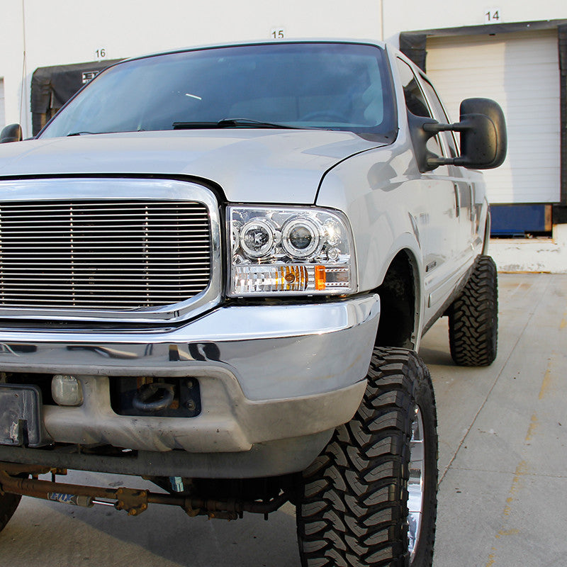 Spec-D 99-04 Ford F250 F350 F450 Dual Halo Headlights Chrome