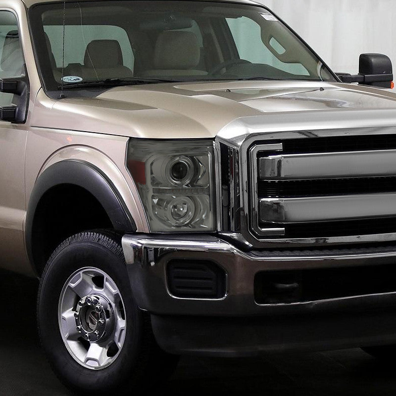 Spec-D 11-16 Ford F250 F350 F450 Pro Headlights Chrome Smoked