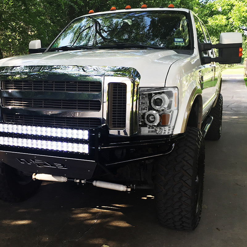 Spec-D 08-10 Ford F250 Halo LED Projector Headlights Chrome