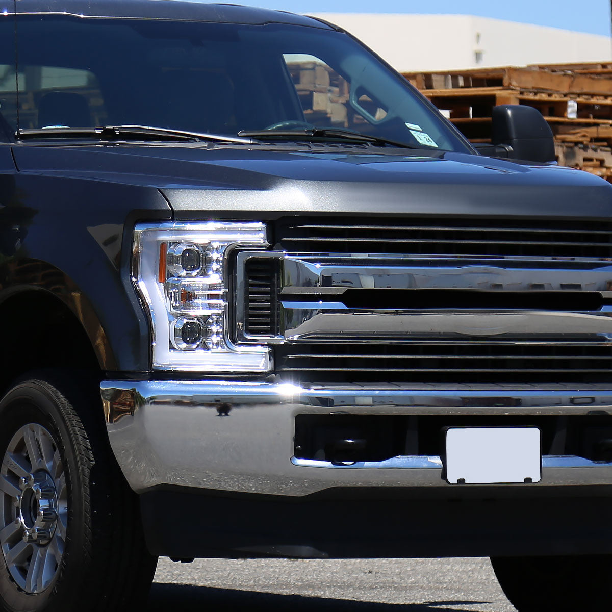 Spec-D 17-19 Ford F250 Projector Headlights LED Bar Chrome