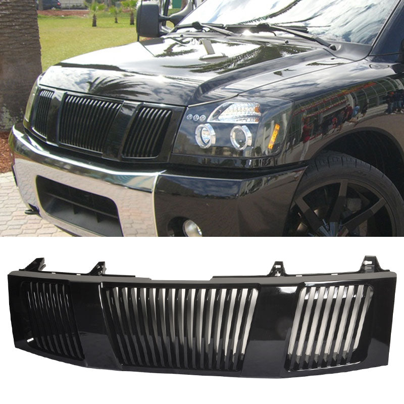 2004-2007Â Nissan Titan Front Hood Grille Vertical Style Black ABS