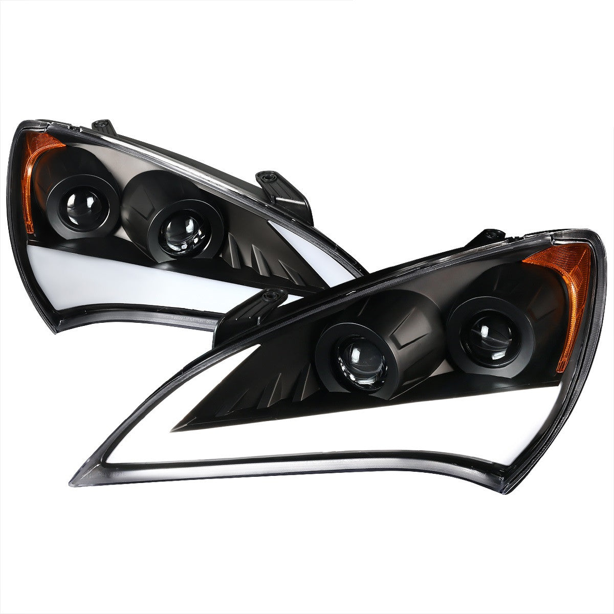 Spec-D 10-12 Genesis 2DR Projector Headlights SEQ Bar Bkack