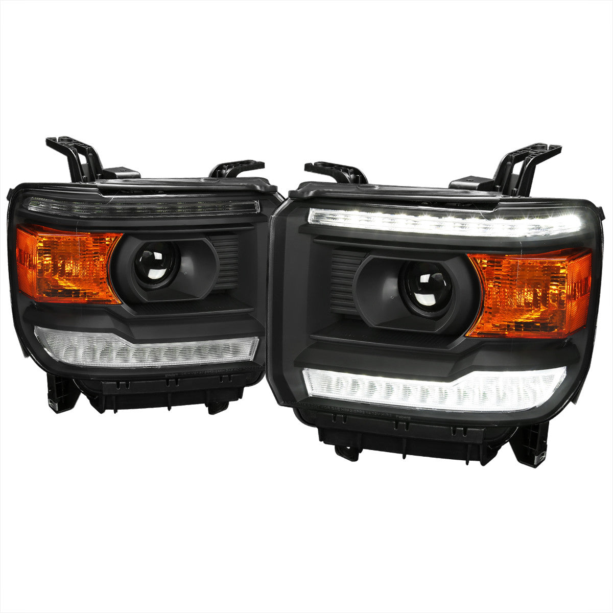 Spec-D 14-19 GMC Sierra Pickup LED Bar Headlights Black