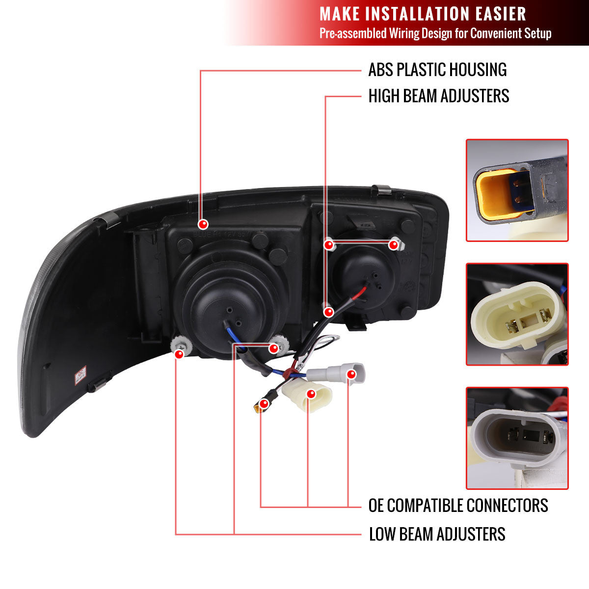 Spec-D 01-06 GMC Yukon Denali Projector Headlights Black Clear