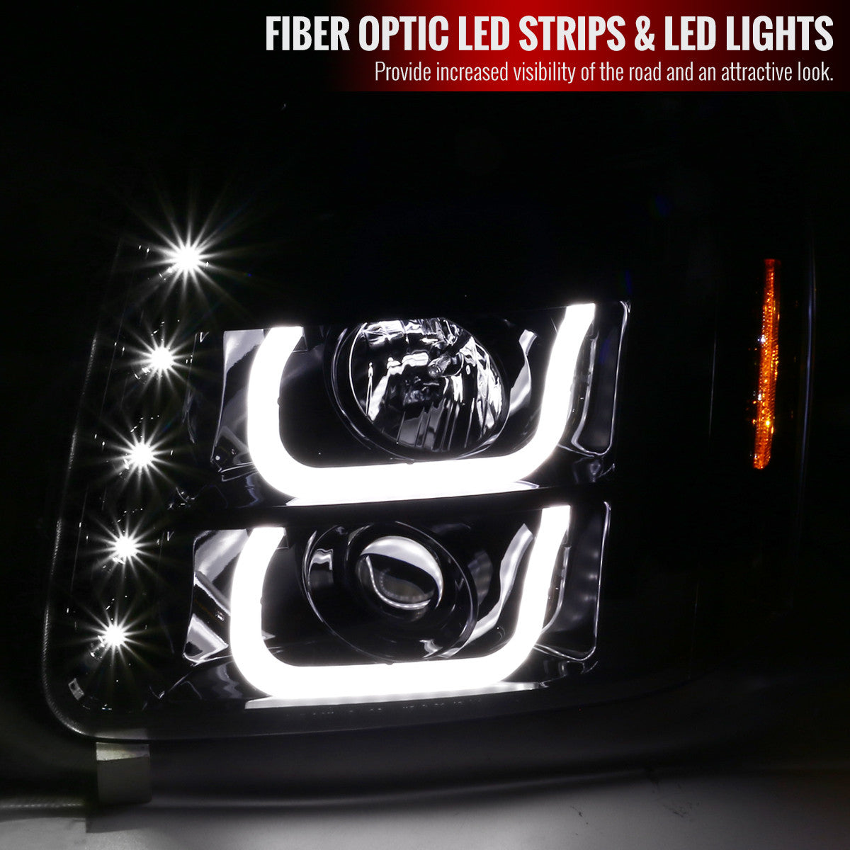 Spec-D 07-14 GMC Yukon Denali U-Shape LED Headlights Black