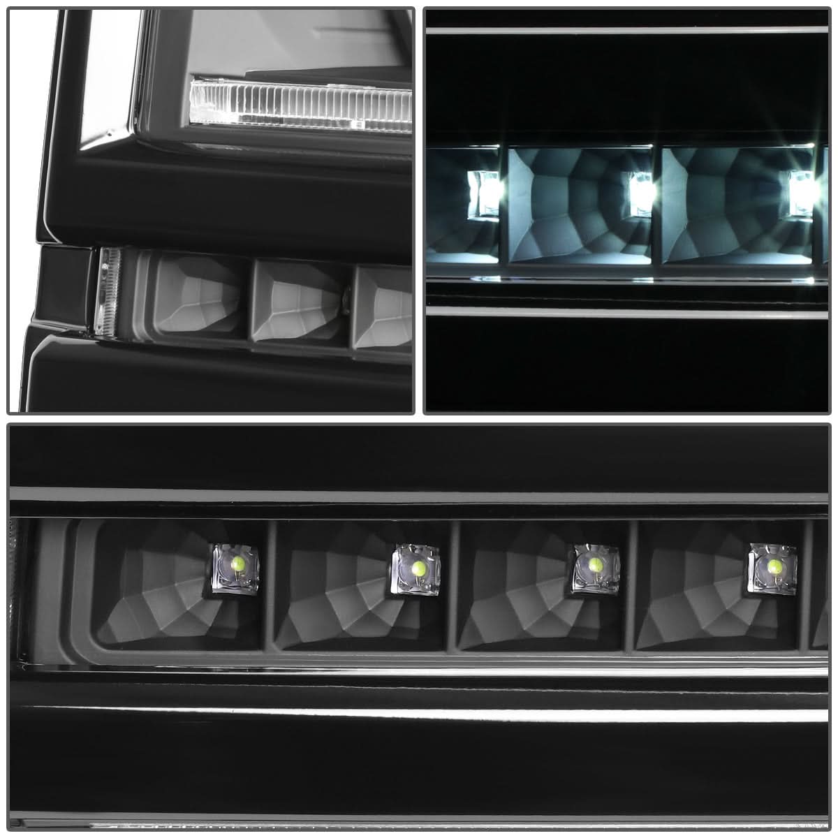 14-15 Chevrolet Silverado 1500 LED DRL Headlights Black Housing