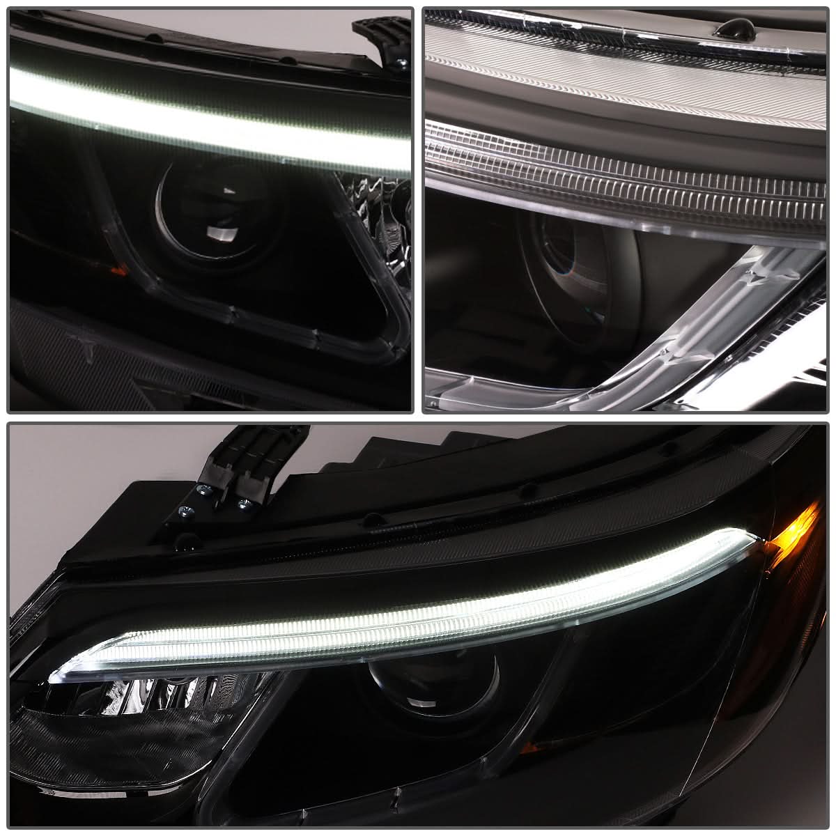 2014-2015 Kia Sorento LED DRL Headlights - Black Housing