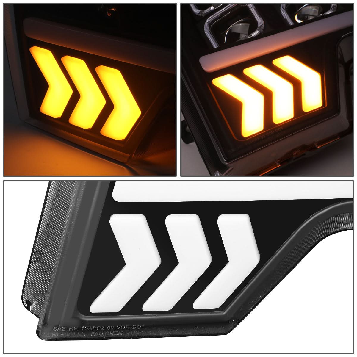 09-14 Ford F-150 Projector LED DRL Halo Headlights Black Housing