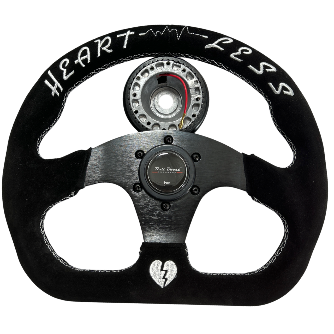 Quadro Flat Suede Steering Wheel + Hub Adapter Kit For Toyota Corolla, Hilux Pickup