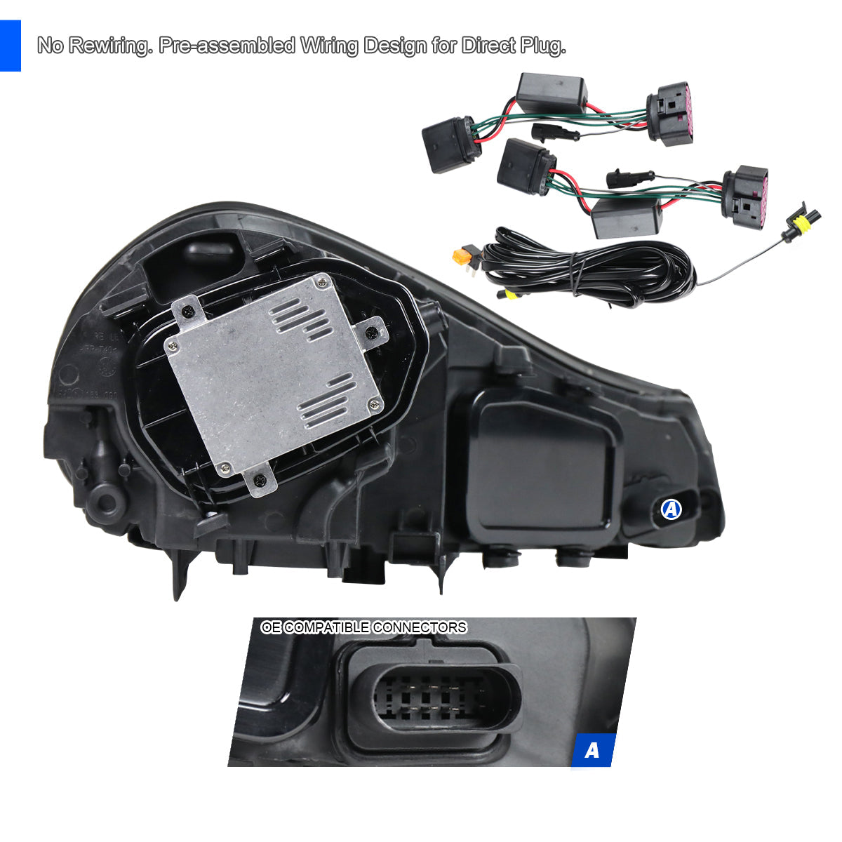 Spec-D 08-10 Porsche Cayenne 957 LED Projector Headlights Black