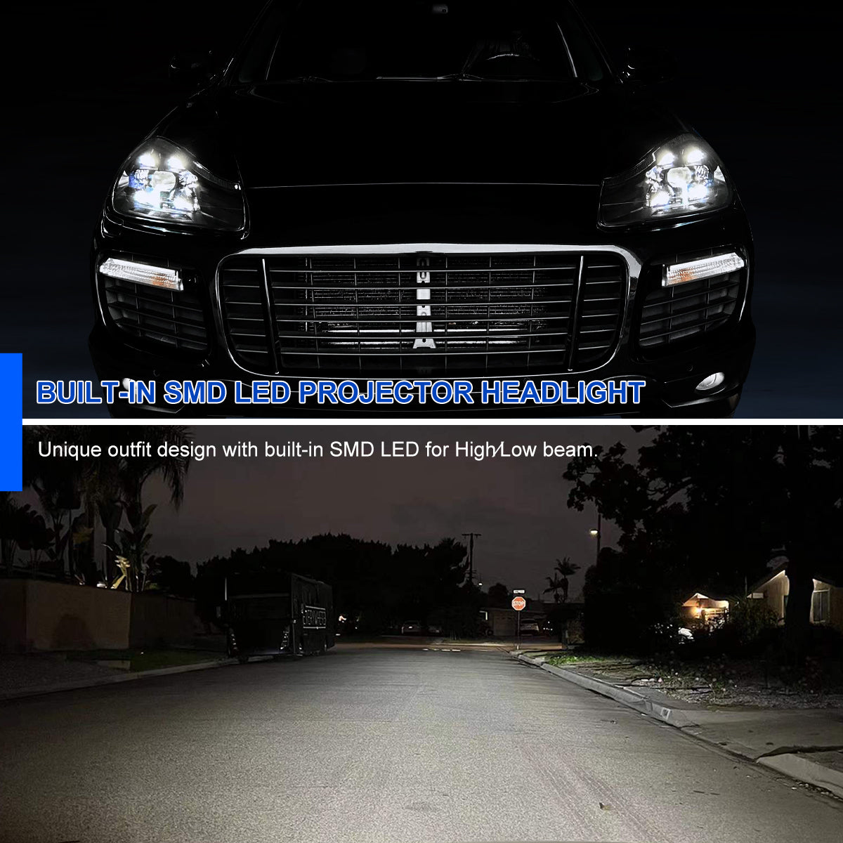 Spec-D 08-10 Porsche Cayenne 957 LED Projector Headlights Black