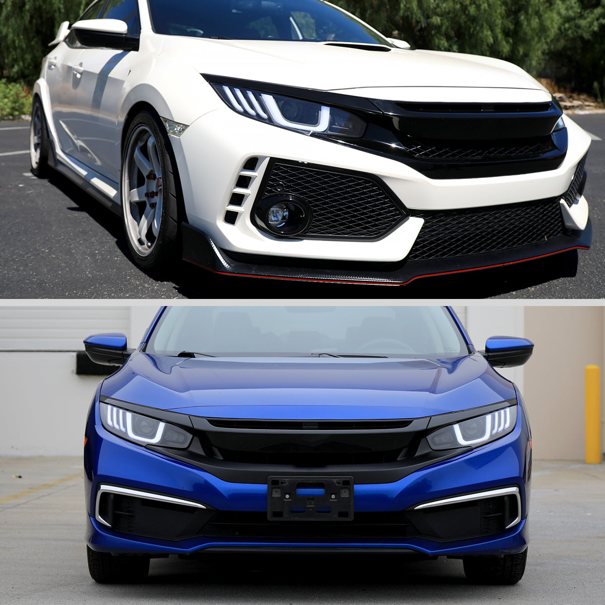 Spec-D 16-21 Honda Civic Full LED Projector Headlights SEQ Black
