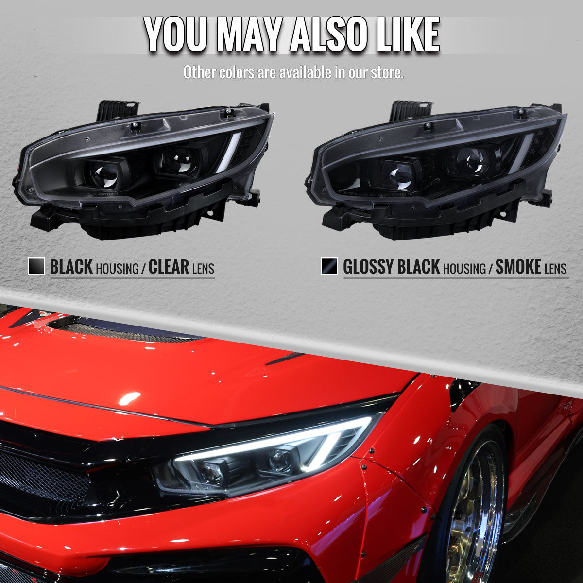 Spec-D 16-21 Honda Civic Led Projector Headlight Black