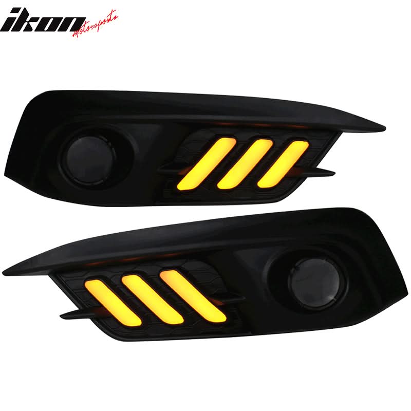 2016-2018Â Honda Civic LED Amber & White Fog light Bezels Cover 2DR 4DR
