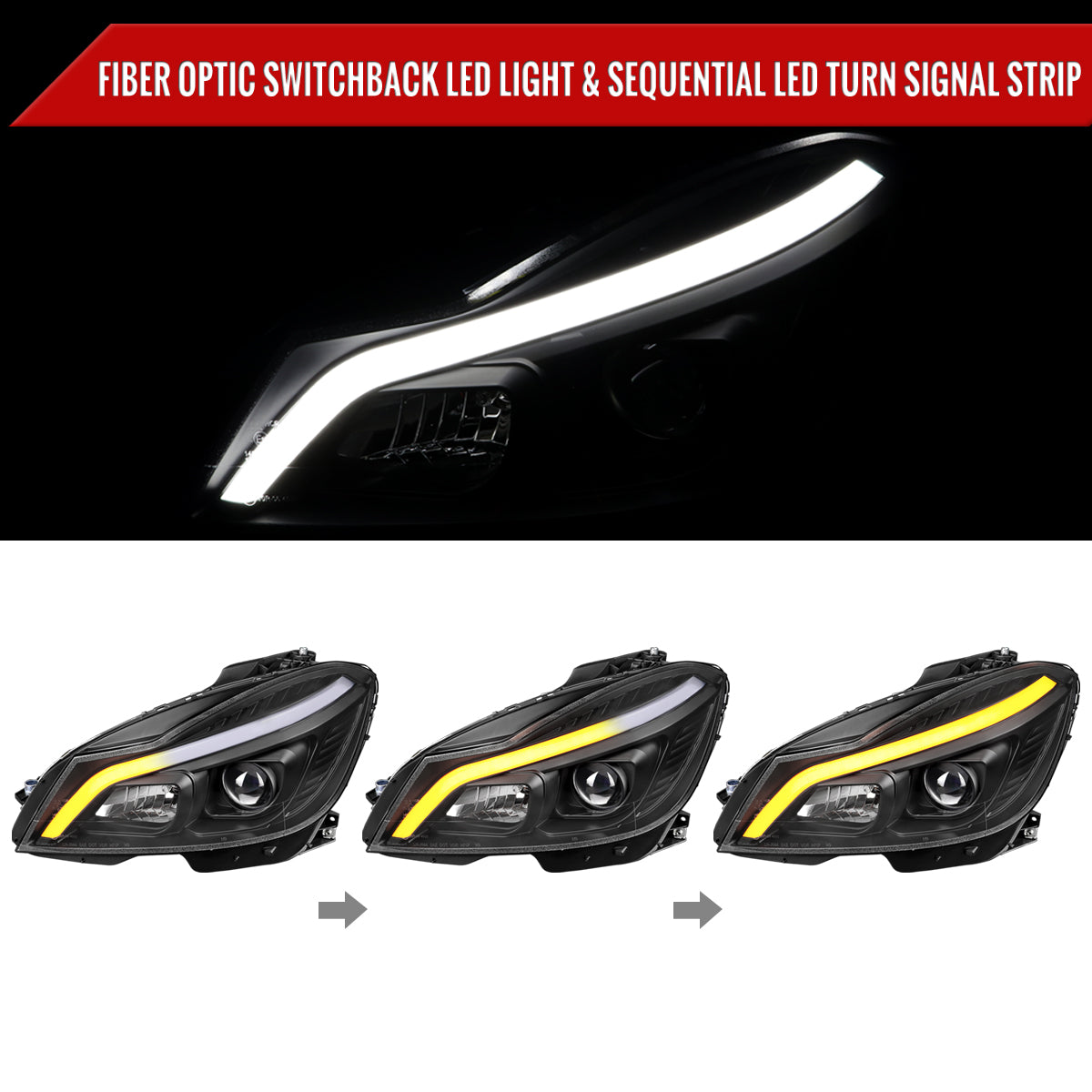 Spec-D 12-14 Mercedes C-Class W204 Projector Headlights LED Turn.