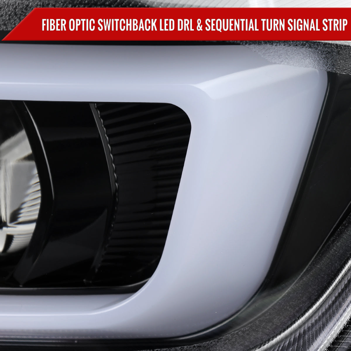 Spec-D 16-18 Chevy Camaro Headlights LED Strip Sequential Glossy Black