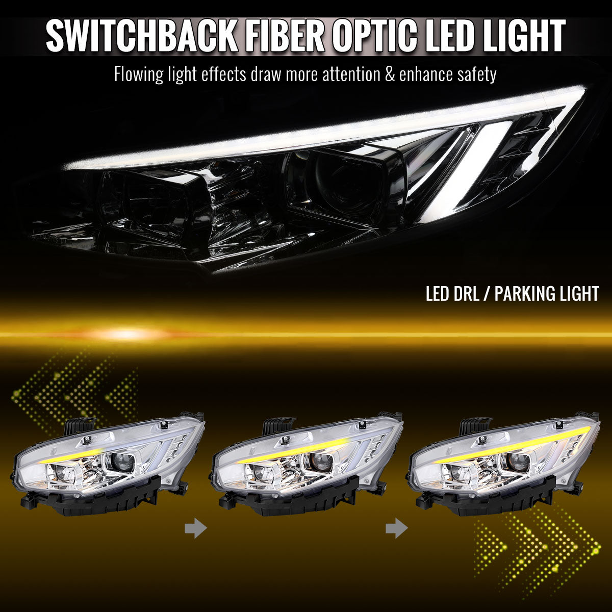 Spec-D 16-23 Toyota Tacoma Passenger Projector Headlight Chrome