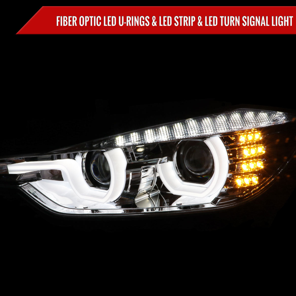 Spec-D 12-15 F30 3-Series 4DR Dual U-Bar Projector Headlights Chrome