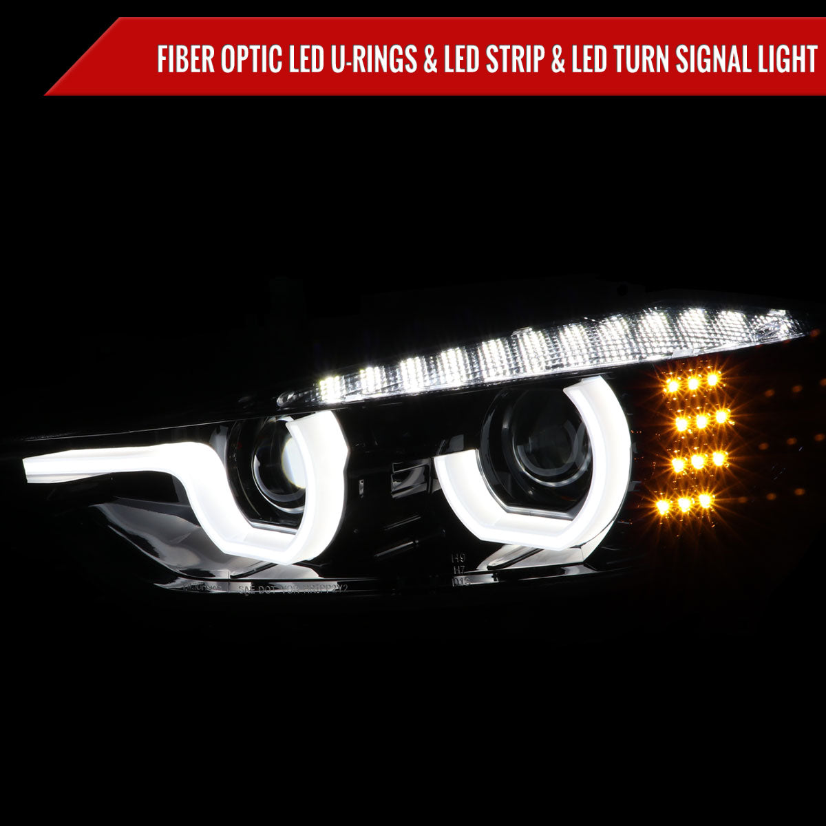 Spec-D 12-15 F30 3-Series 4DR Dual U-Bar Projector Headlights Black