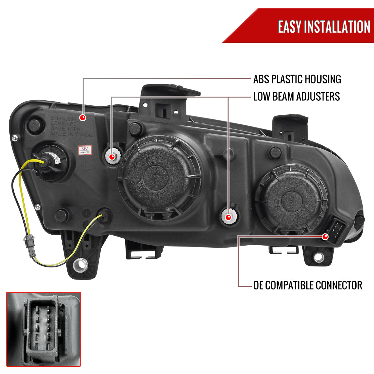 Spec-D 08-09 Pontiac G8 Projector Headlights LED Bar Black/Smoked