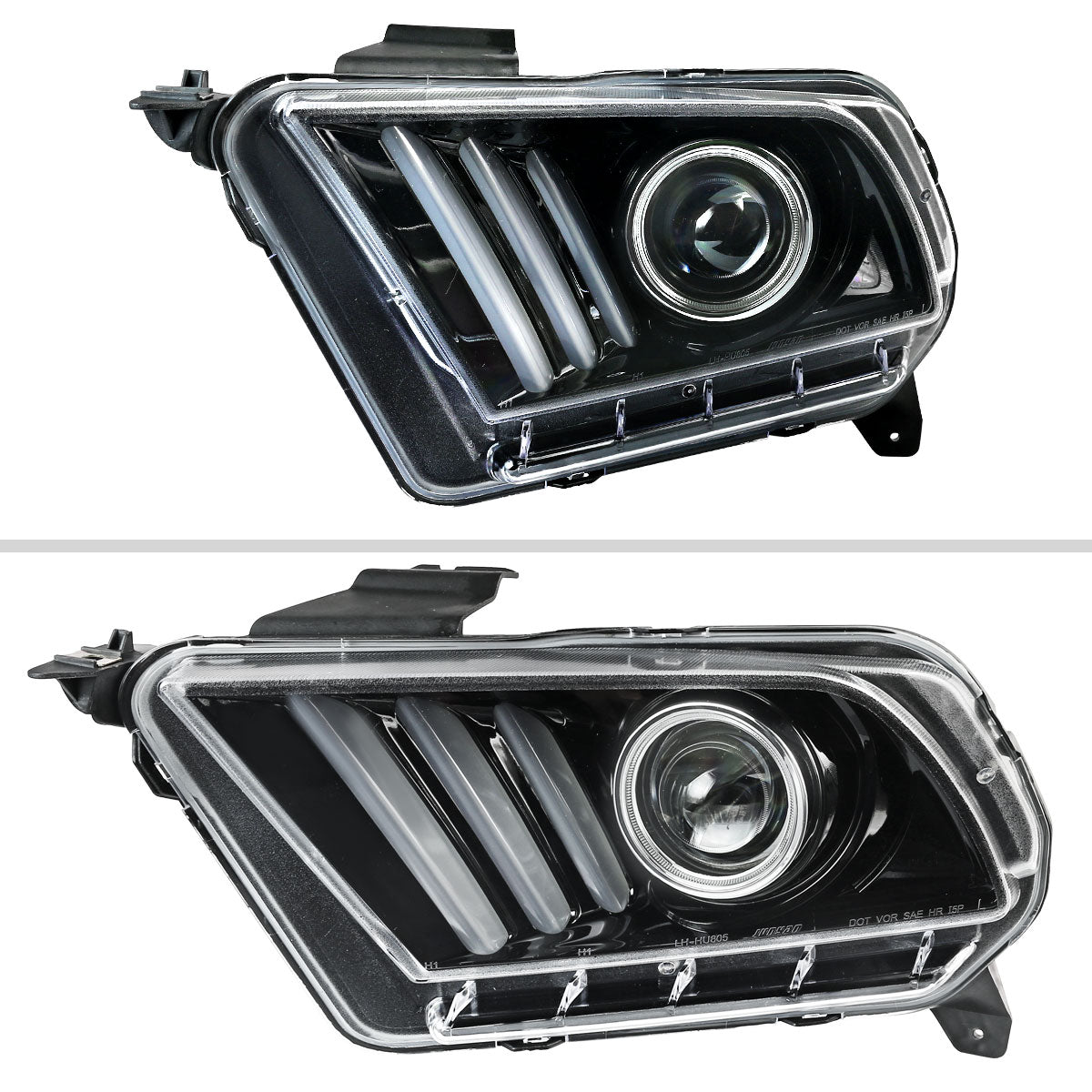 Spec-D 10-14 Ford Mustang Headlights Sequential Turn Signals Black