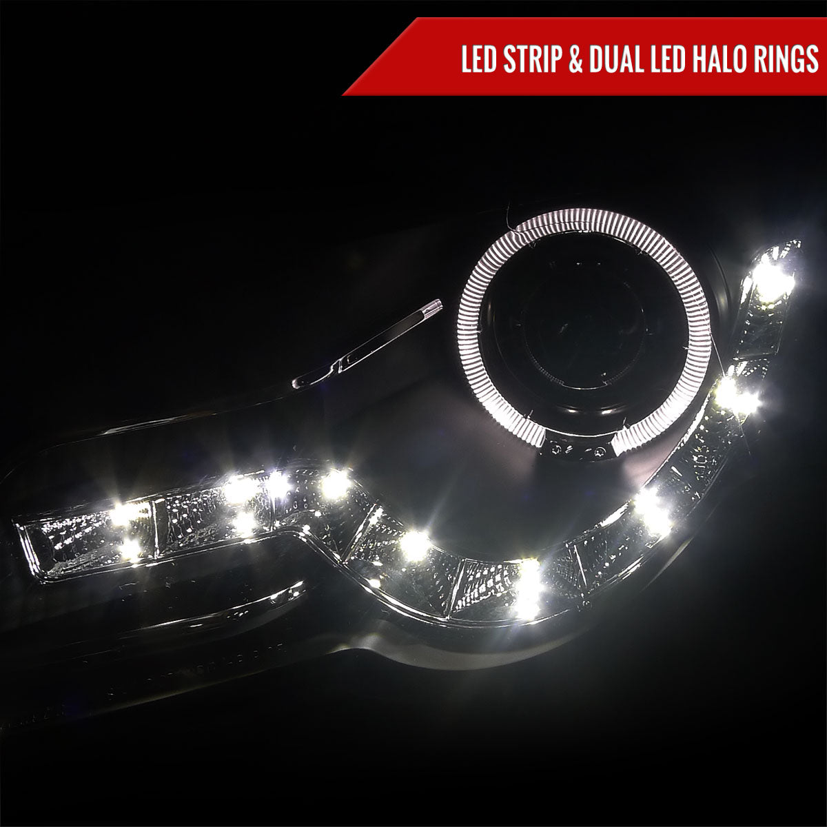 Spec-D 06-10 VW Passat Halo Headlights R8 Style Light Strip Black