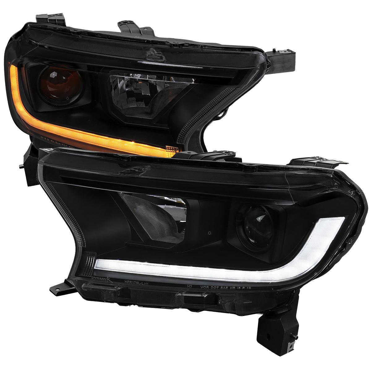 Spec-D 19-22 Ford Ranger SEQ LED Bar Projector Headlights Black/Smoked