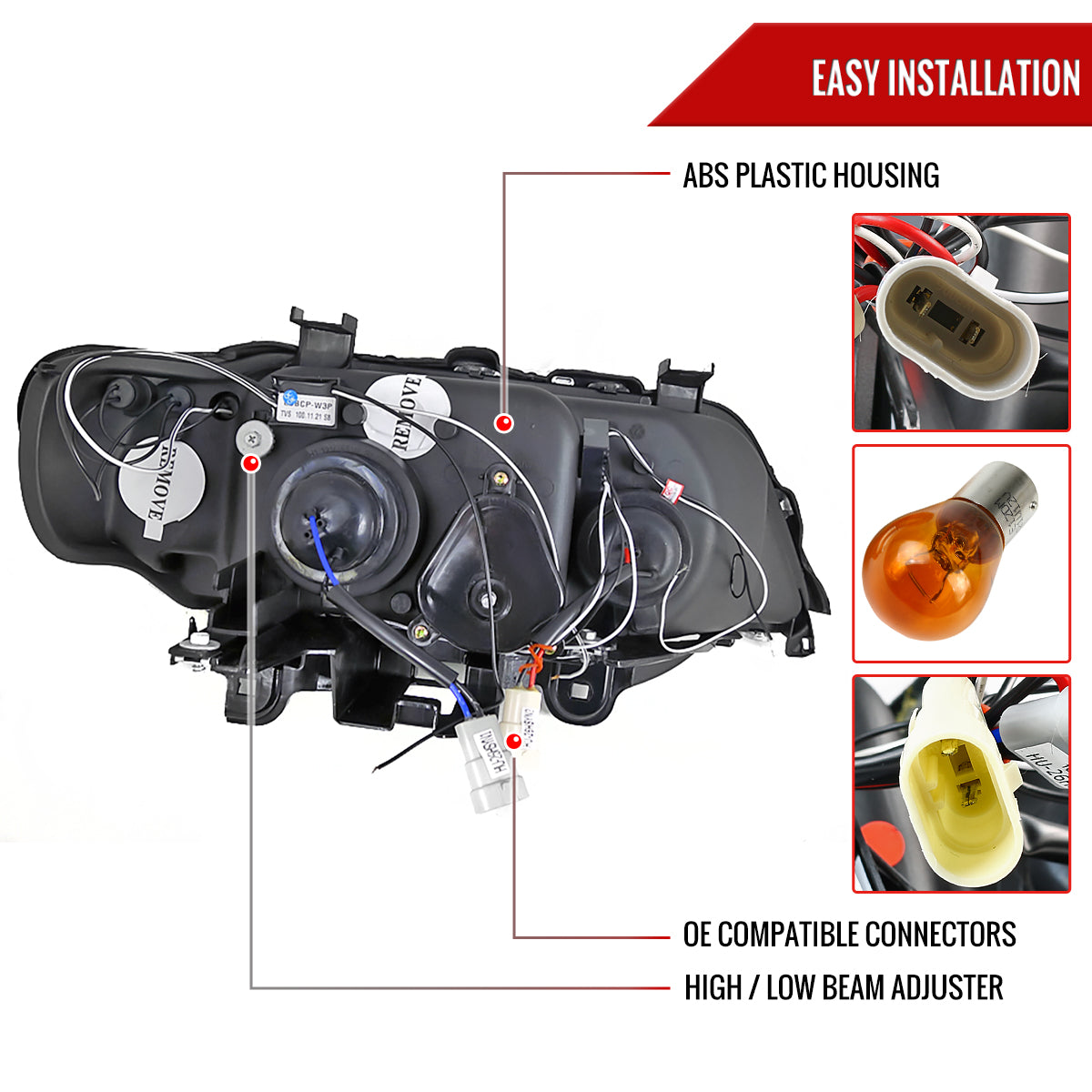Spec-D 01-03 BMW E53 X5 Dual Halo Projector Headlights Chrome