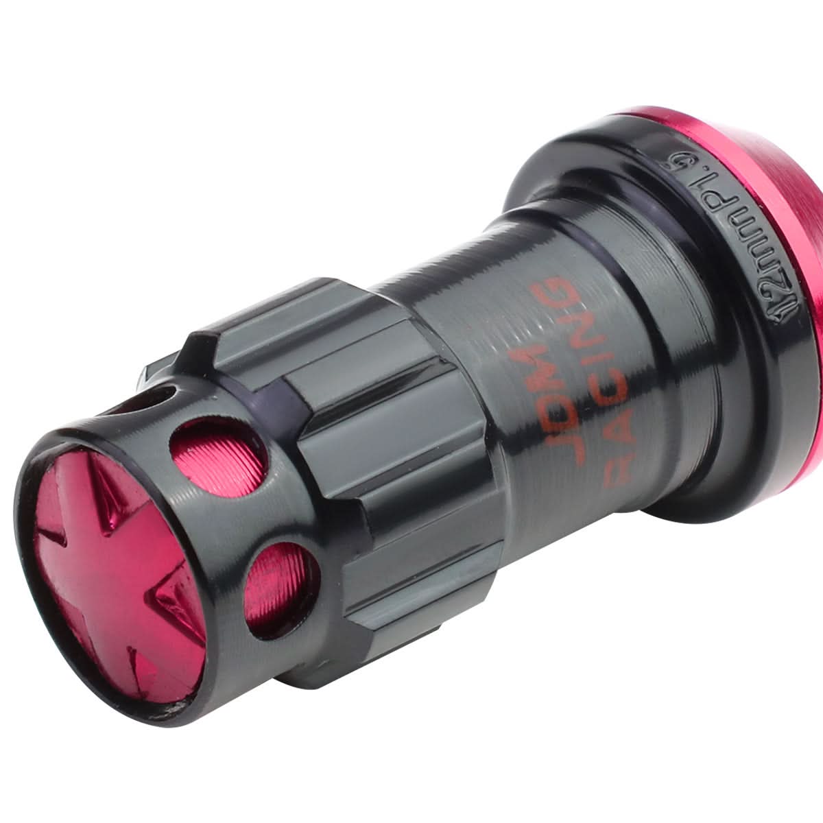 M12 x 1.5 Aluminum Lug Nuts Lock Style 16pc Set Black Pink