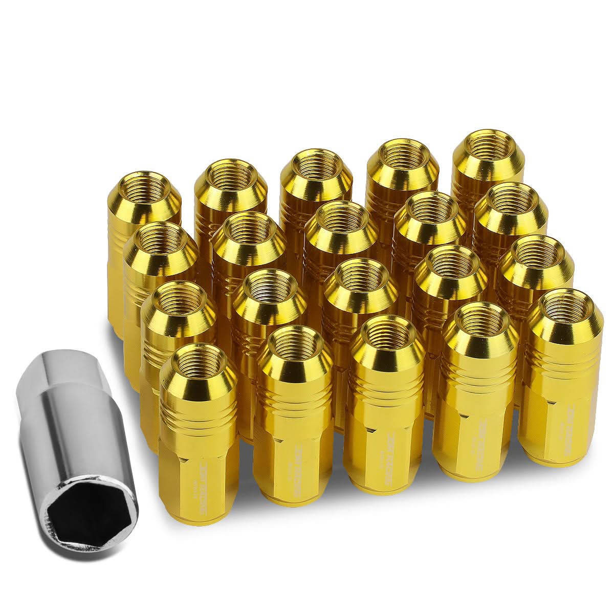 M12 x 1.25 Extended Grooved Shank Lug Nuts 20pc Set Aluminum