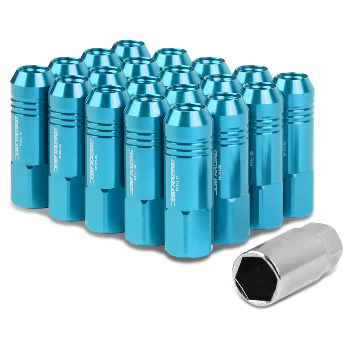 M12 x 1.5 Extended Rib Shank Lug Nuts - Aluminum