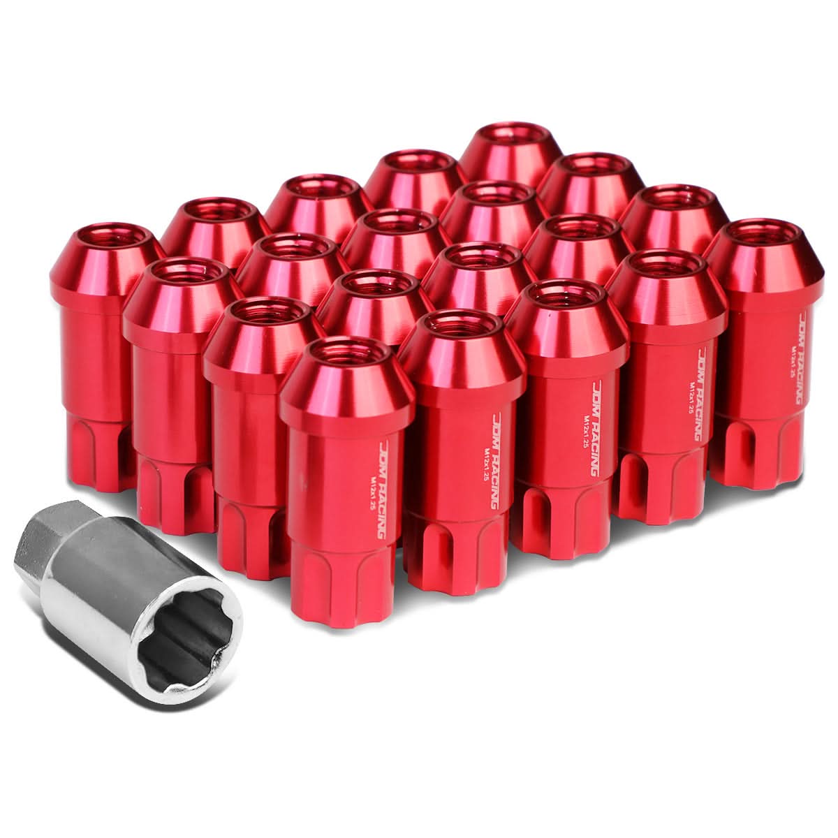 M12 x 1.25 L40 Style Extended Lug Nuts 20pc Set w/ Locks - Aluminum