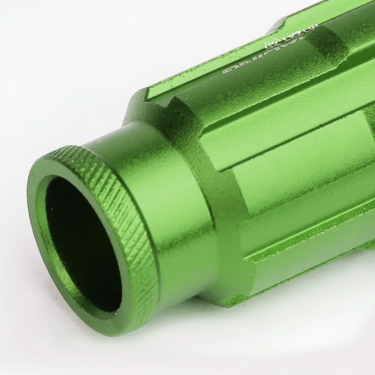M12 x 1.5 Spline Extended Lug Nuts with Locks - Green Aluminum