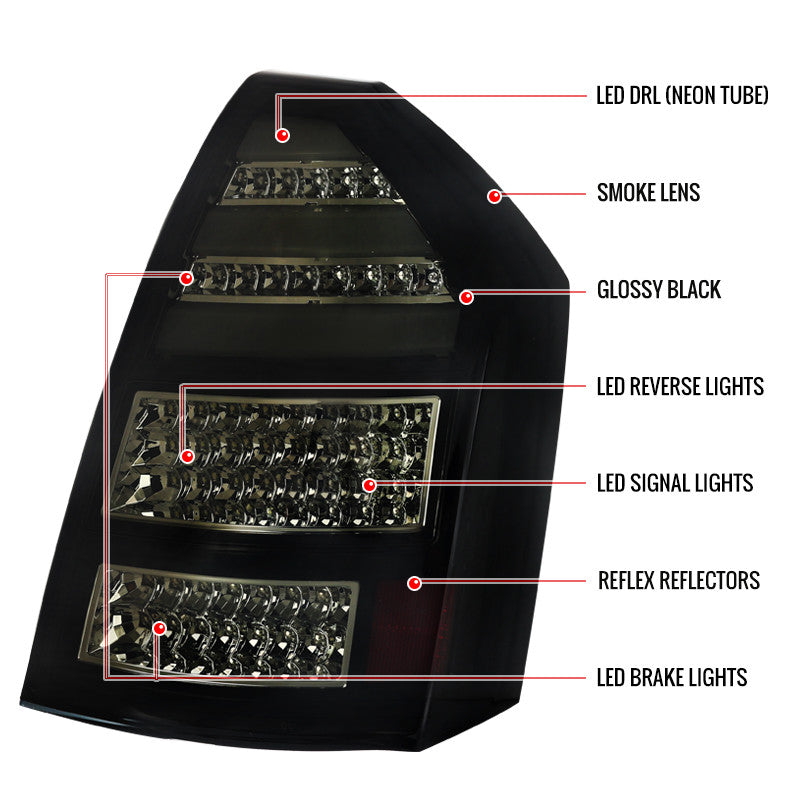 Spec-D 05-07 Chrysler 300C Tail Lights LED Glossy Black/Smoked