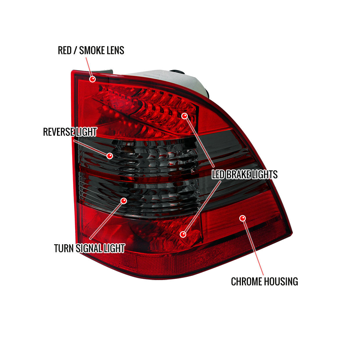 Spec-D 98-05 Mercedes W163 M-Class ML320 ML430 Tail Lights Red Smoked