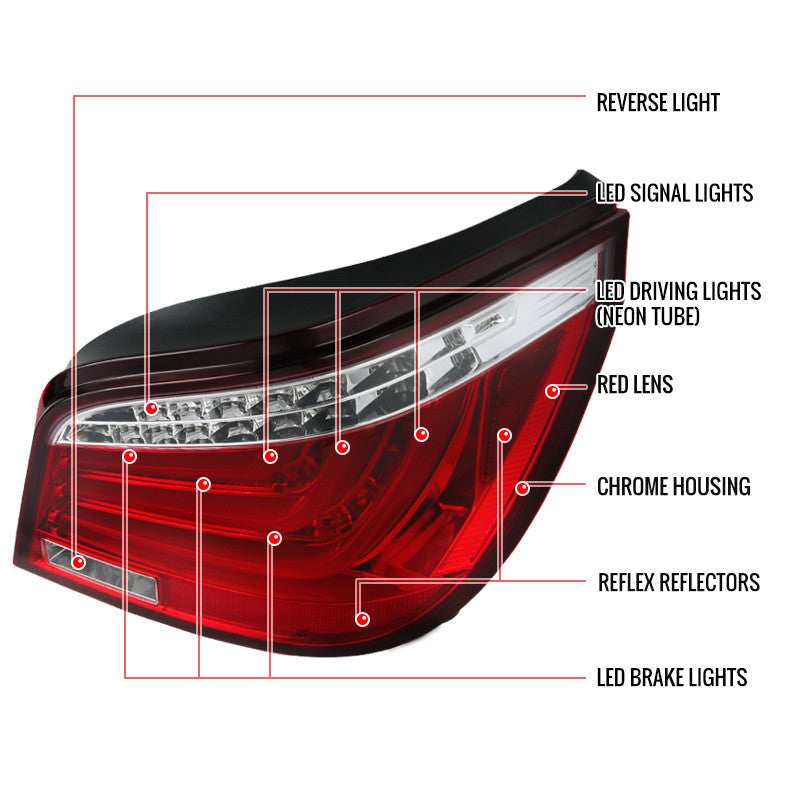 Spec-D 04-07 BMW E60 525i 530i 550i 545i LED Tail Lights Red