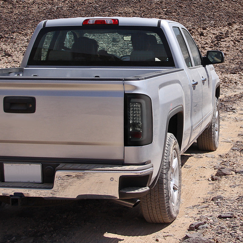 Spec-D 14-18 GMC Sierra LED Tail Lights Glossy Black/Smoked