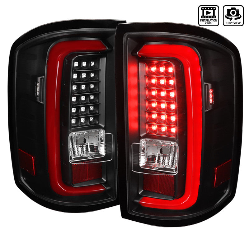 Spec-D 14-18 GMC Sierra LED Tail Lights Full Black Housing Clear Lens